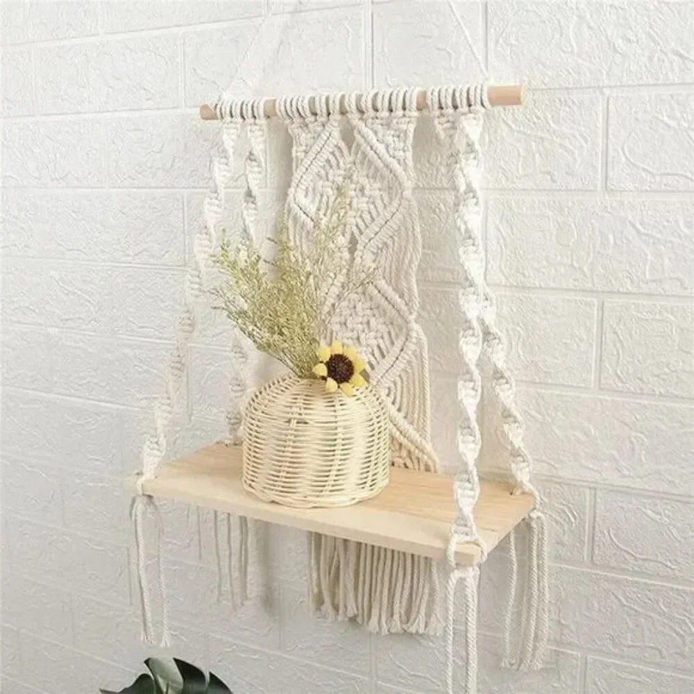 Macrame Wall Hanging Shelf Hand Made Rope